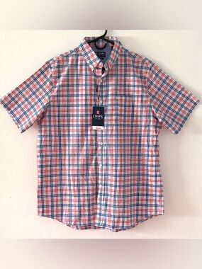 Chaps Men's Red & Blue Plaid Short-Sleeve Button-Down Shirt